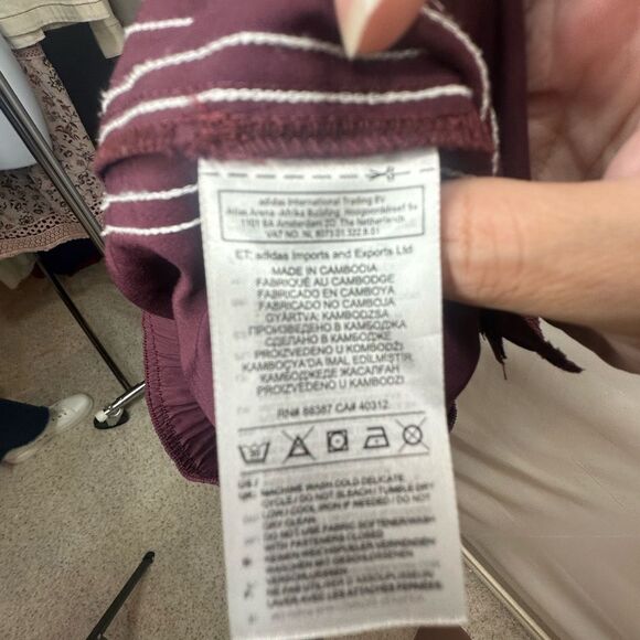 Adidas Burgundy Joggers with Classic White Stripe Size M - Picture 9 of 10